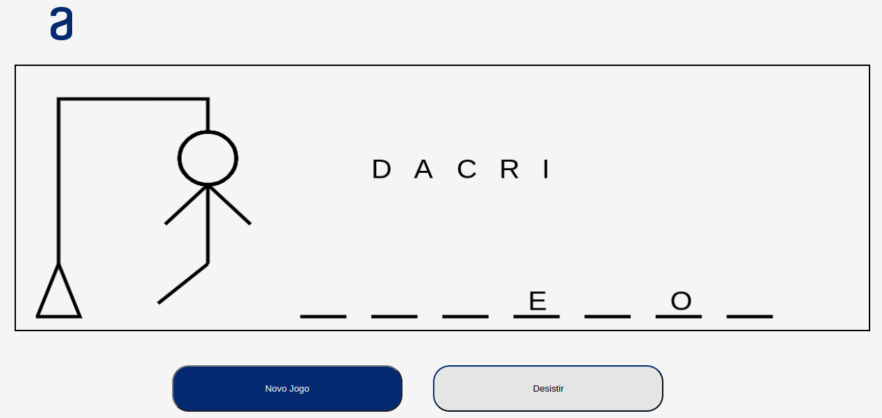 Tela do jogo da forca.